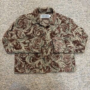 Vintage Silverado Women's Brocade Floral Blazer‎ Brown Button Front USA L